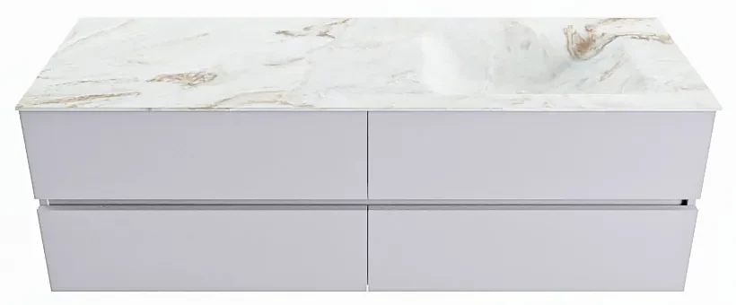 Mondiaz Vica DLux badmeubel 150cm cale 4 lades met wastafel frappe rechts 1 kraangat