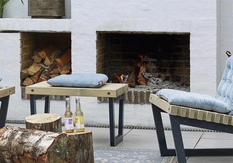 Tuinbank/tafel Siesta | Dennenhout grijs gebeitst | 80 cm breed