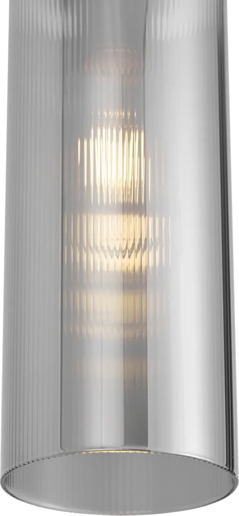 Art Deco hanglamp zwart met smoke glas voor railsysteem 1-fase - Iconic Laura