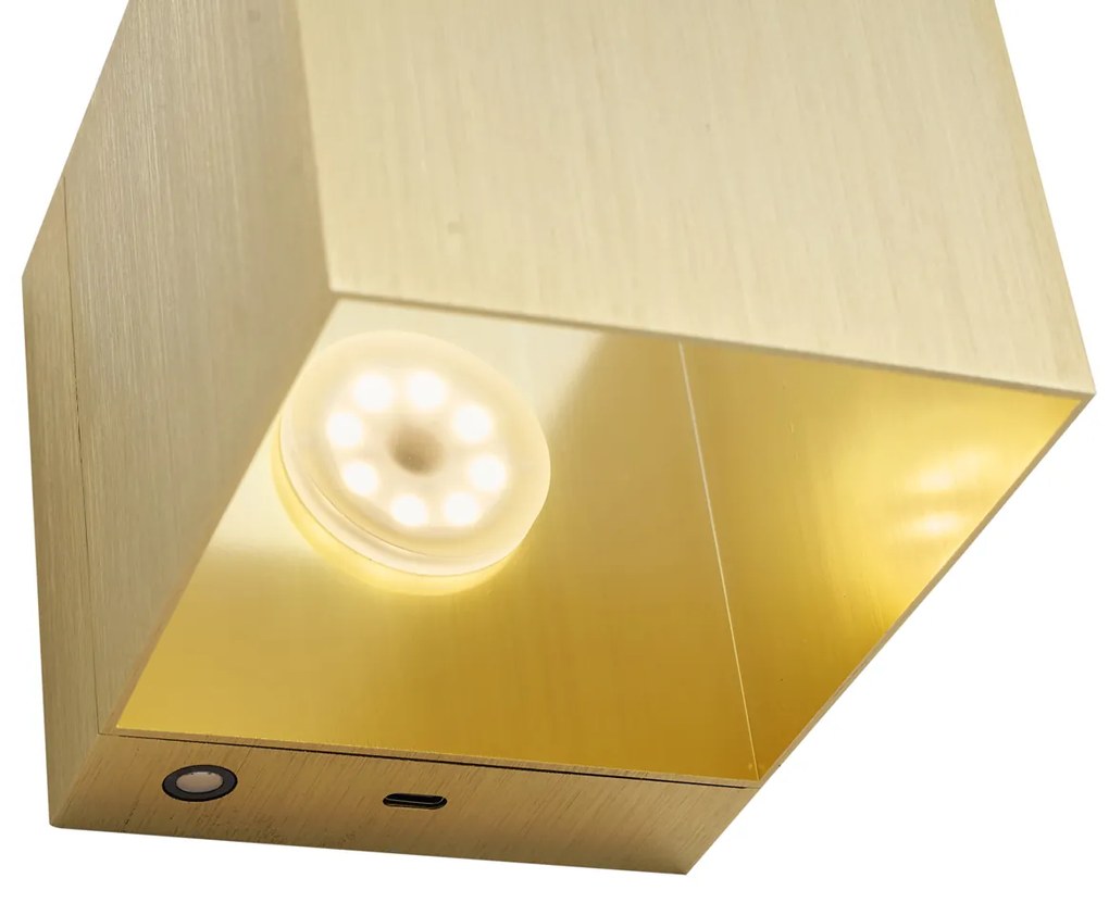 Moderne wandlamp goud incl. LED en touch dimmer oplaadbaar - Joris