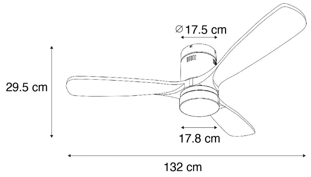 Smart Plafondventilator met lamp zwart 132cm incl. LED dimbaar met afstandsbediening - Sofia Design rond Binnenverlichting Lamp