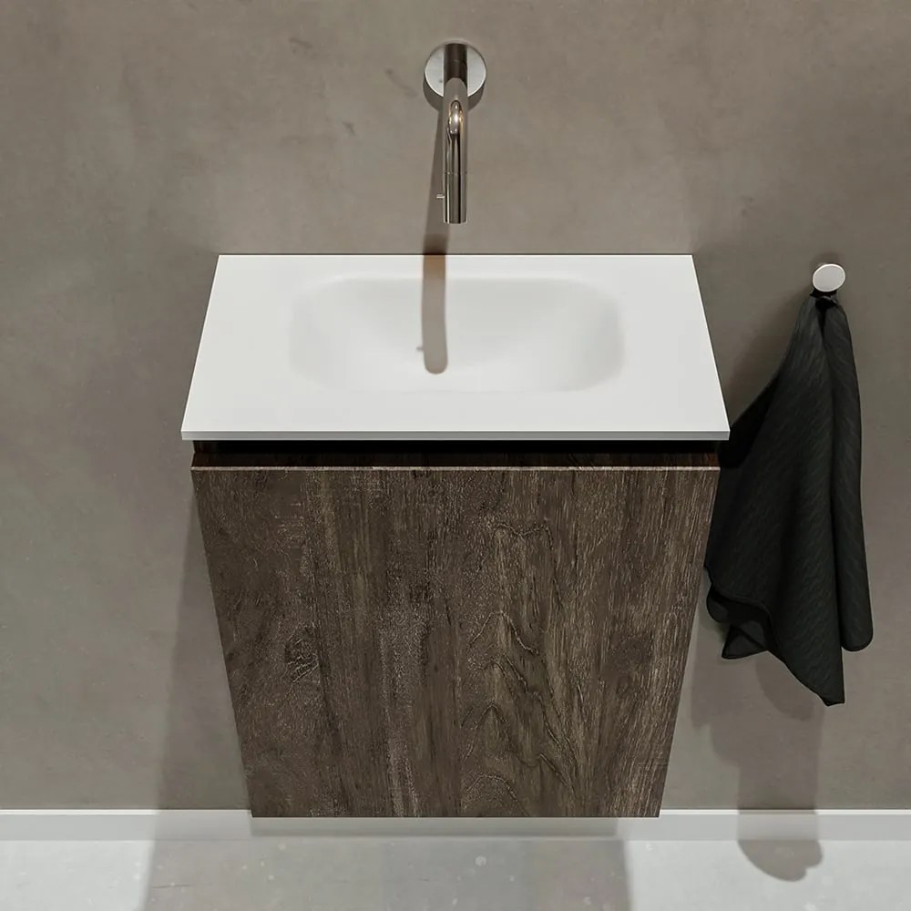Mondiaz Ture 40cm toiletmeubel dark brown met wastafel talc midden geen kraangat