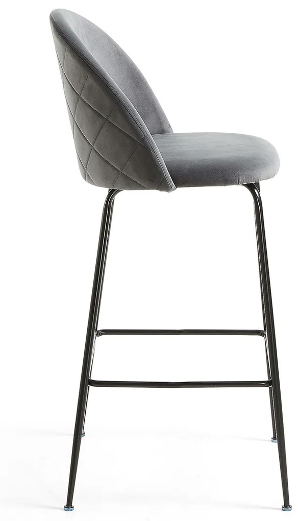 Kave Home Ivonne Fluwelen Design Barstoel Grijs