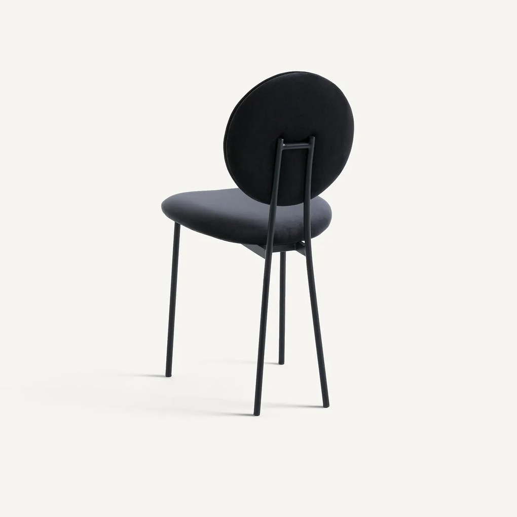 Medaillonstoel van staal en fluweel Rossy