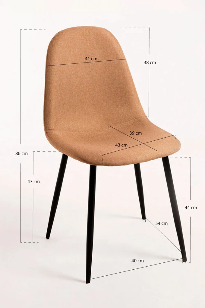 Set van 4 Zwarte Teok Stoffen Stoelen