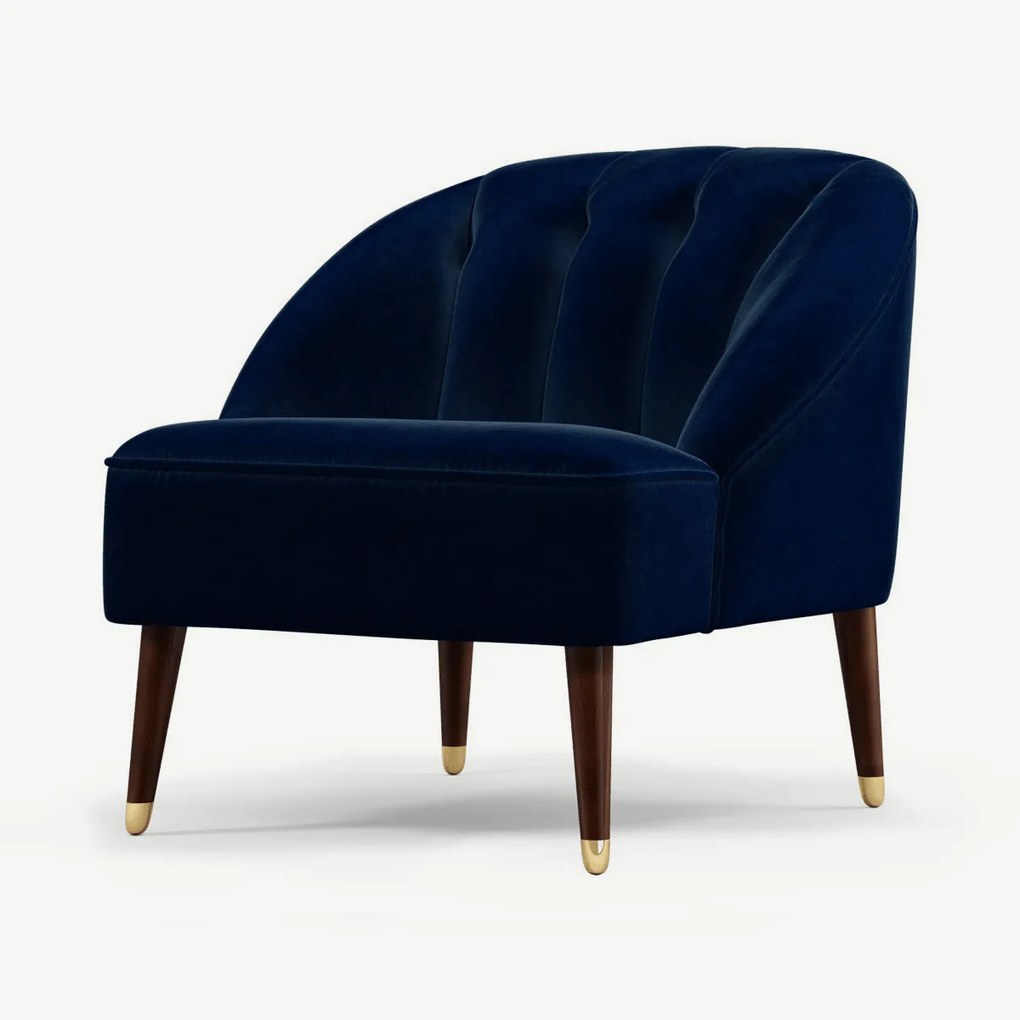 Custom MADE Margot fauteuil, donkerblauw katoenfluweel