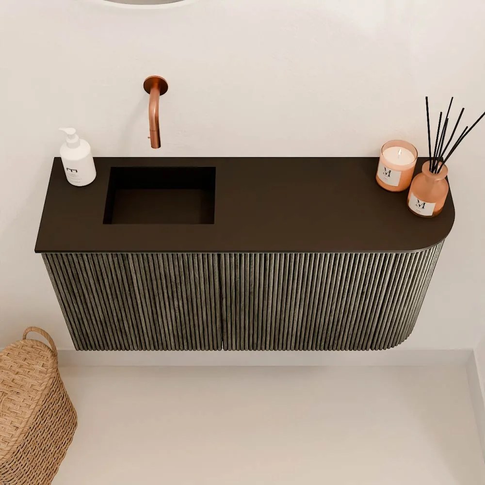 Mondiaz Joya 80cm toiletmeubel ronding rechts shadow met wastafel faye links zonder kraangat urban