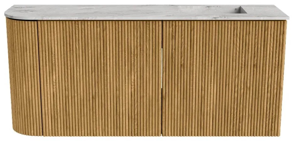 Mondiaz Joya DLux 90cm toiletmeubel ronding links oak met wastafel faye rechts 1 kraangat glace