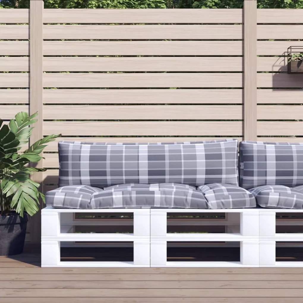 vidaXL Bankkussens pallet 2 st ruitpatroon grijs