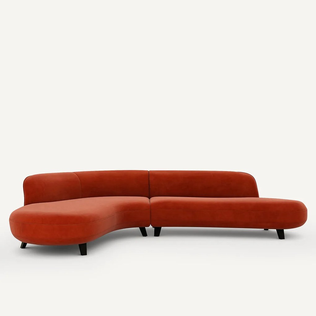 Fluwelen hoekbank, Rosebury, ontwerp Emmanuel Gallina