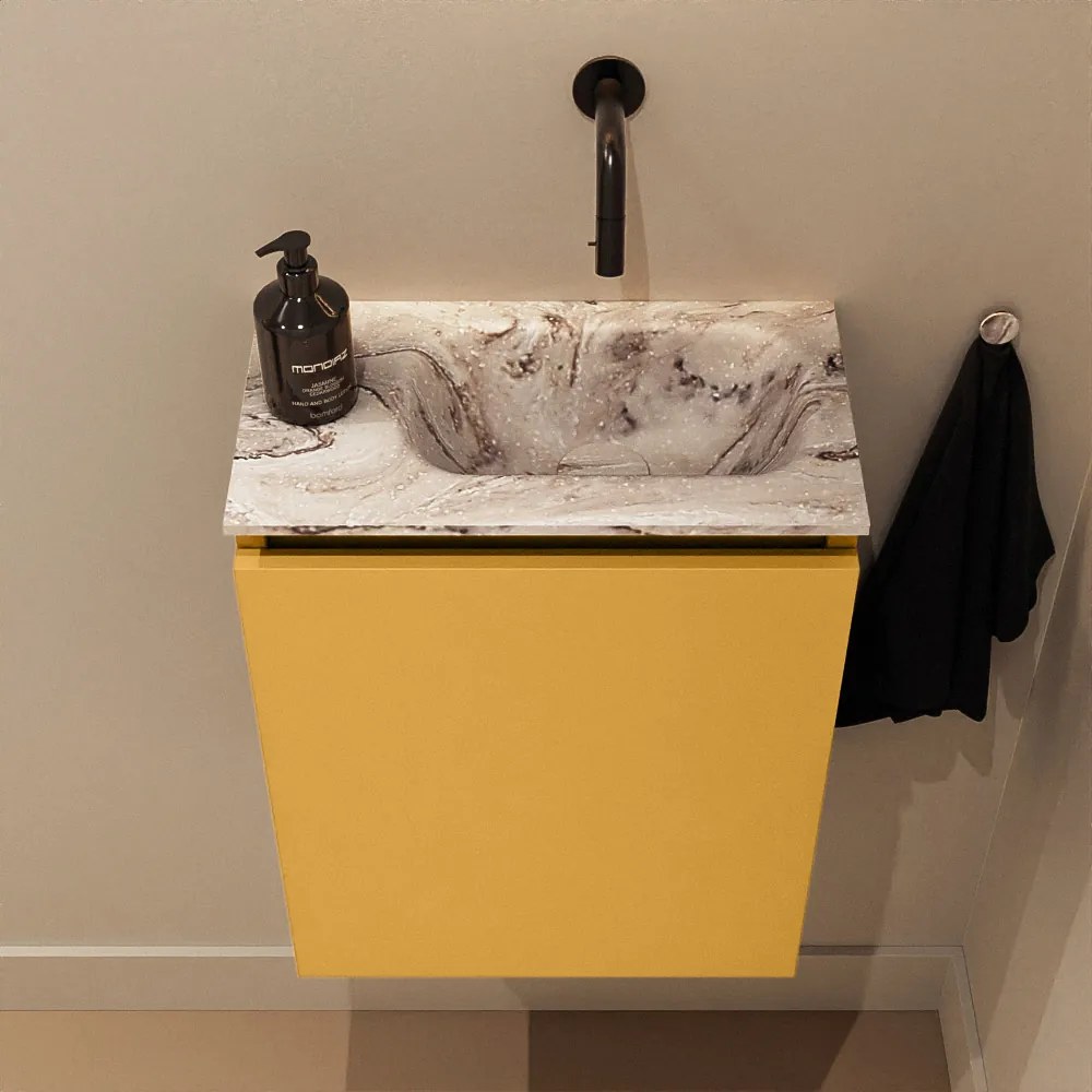 Mondiaz Ture DLux toiletmeubel 40cm ocher met wastafel glace rechts zonder kraangat