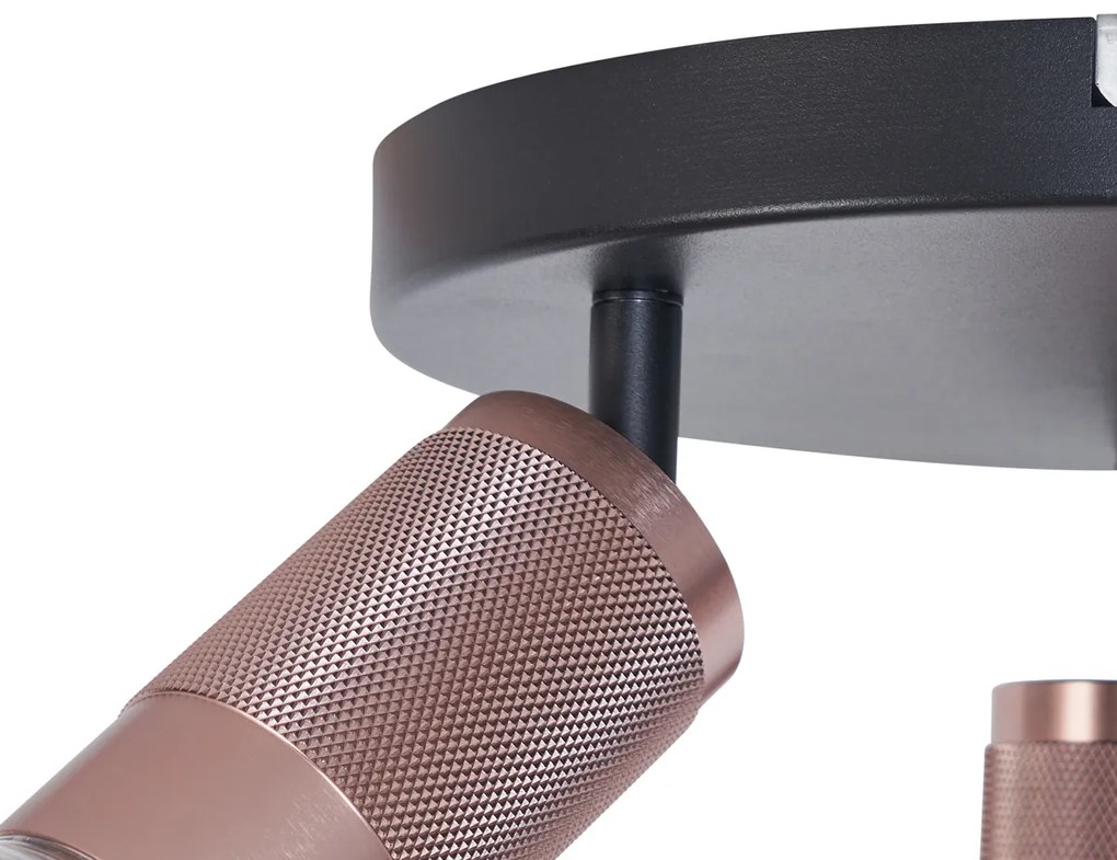 Ronde plafondspot donker brons rond 3-lichts draai- en kantelbaar - Veerle