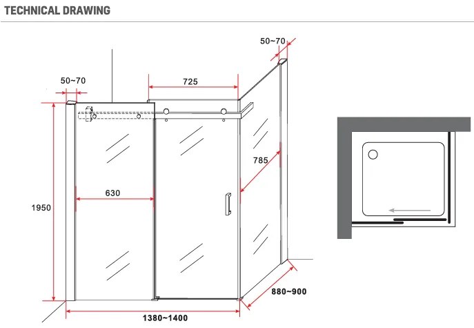 Sanigoods Onno douchecabine 140x90x195cm zwart mat