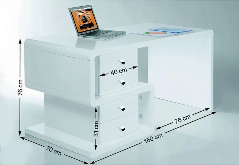 Bureau Retro Design Wit