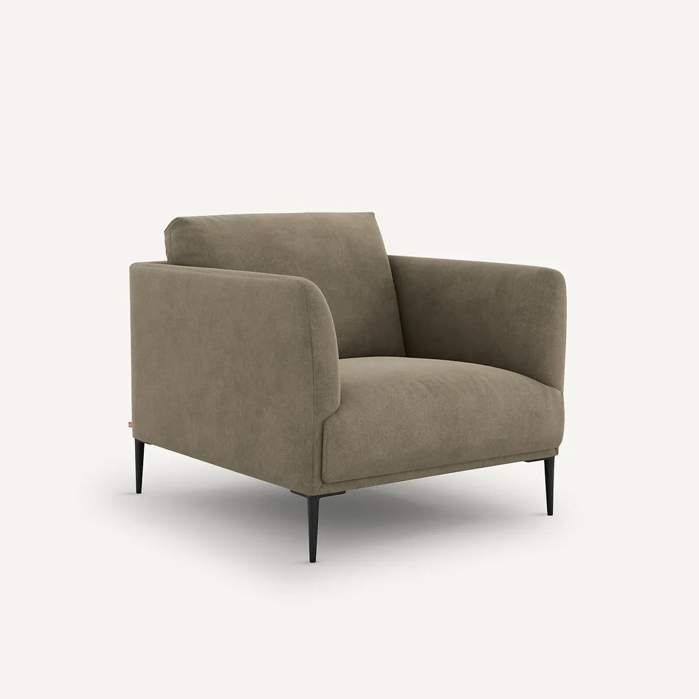 Fauteuil in stonewashed fluweel, Oscar, ontwerp Emmanuel Gallina