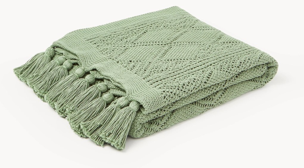 Gebreide plaid Sarah met kwastjes