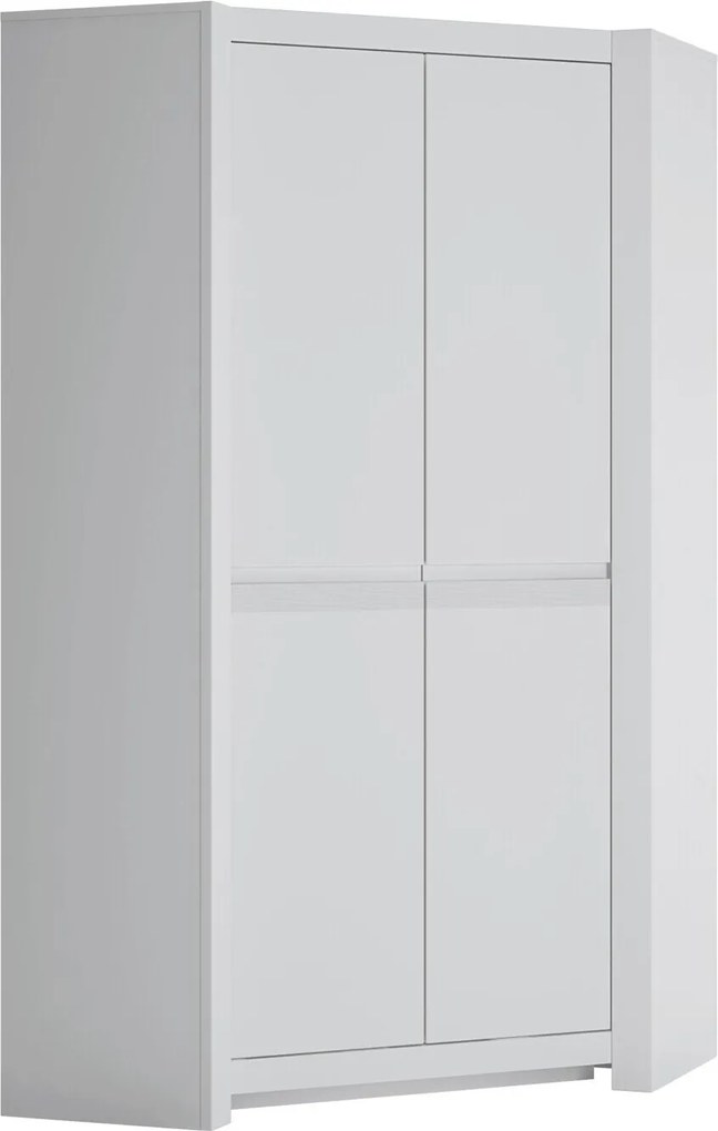 Hoekkledingkast Domodeu 108, Wit, 199x103x103cm, 137.4 kg, Kledingkast deuren: Met scharnieren