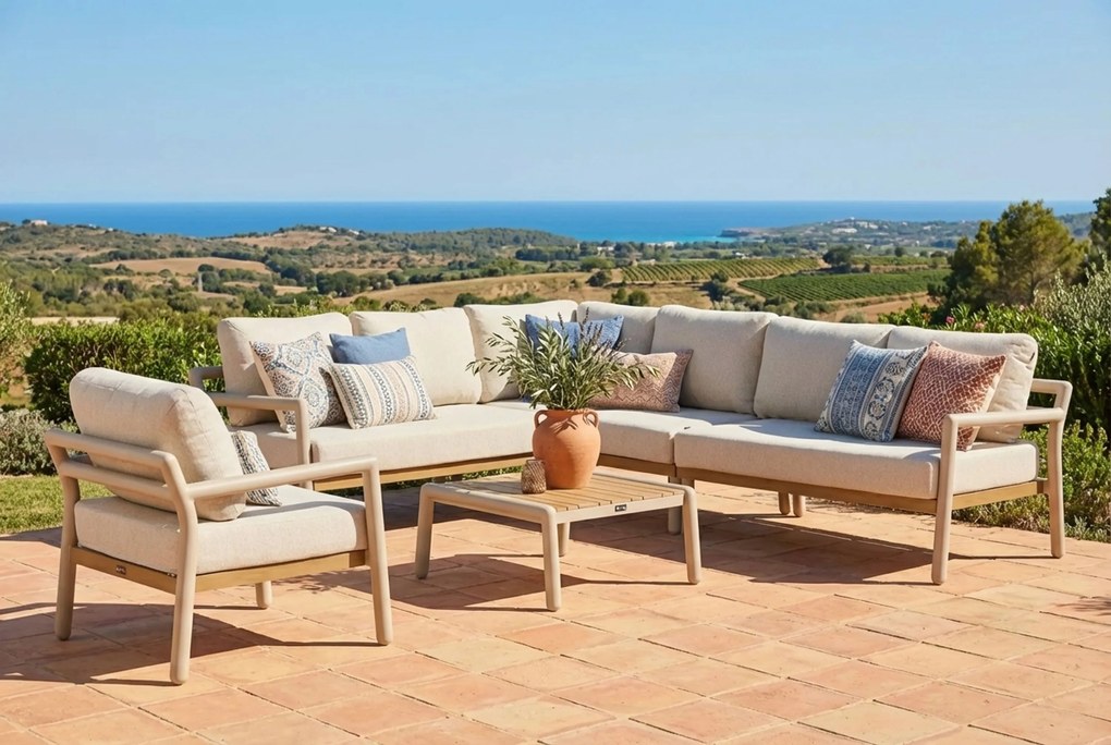 Hoek loungeset 7 personen Aluminium Taupe  Santika Furniture Santika