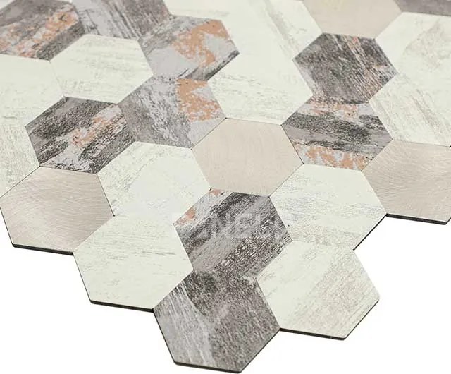 Zelfklevend Mozaiek Hexagon Nature - 30.5 cm x 30.5 cm x 0.40 cm | 0.5 kg | Paneli zelfklevende steenstrips