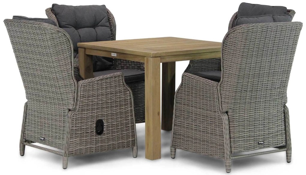 Tuinset 4 personen 90 cm Wicker Grijs Garden Collections Edingburgh/Bristol