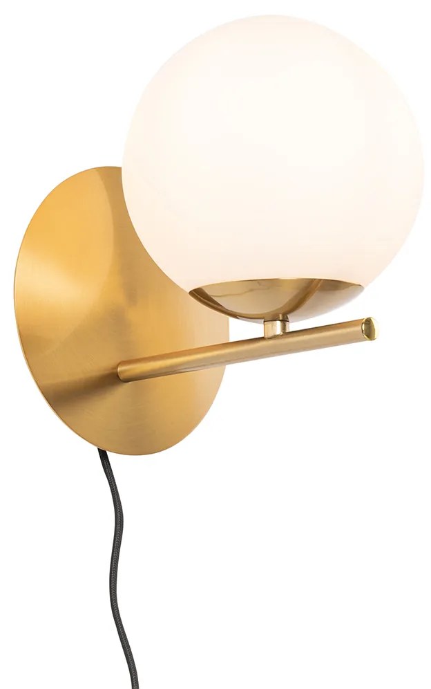 Art Deco wandlamp goud en opaal glas - Flore