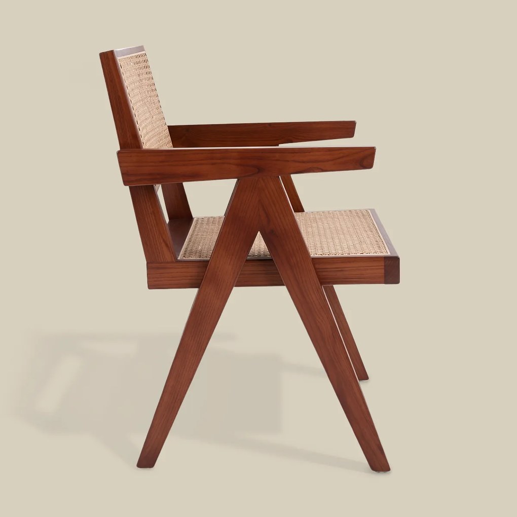 Rotan Stoel Met Armleuningen Walnoot