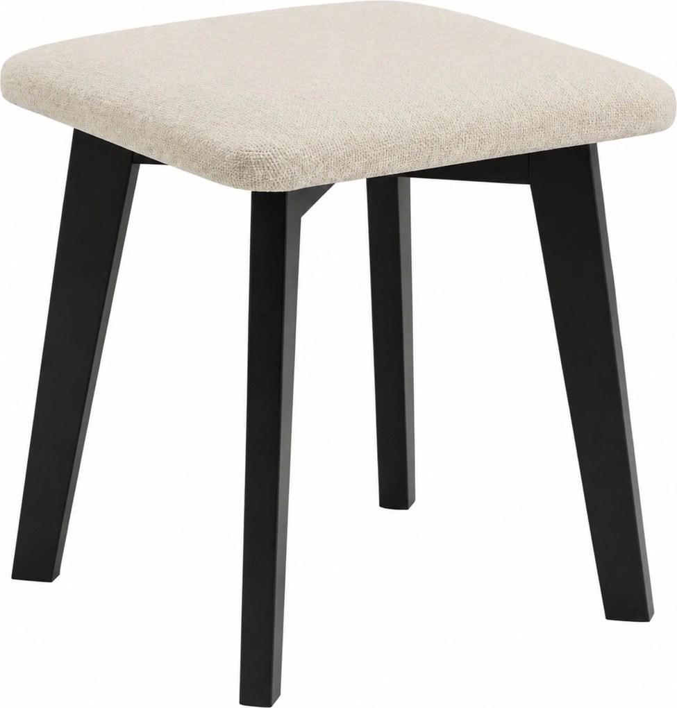 Mazzoni MILO Lichtbeige (stof Storm 04)/zwart beuken onderstel - VIERKANTE GESTOFFEERDE KRUK VOOR KEUKEN/WOONKAMER