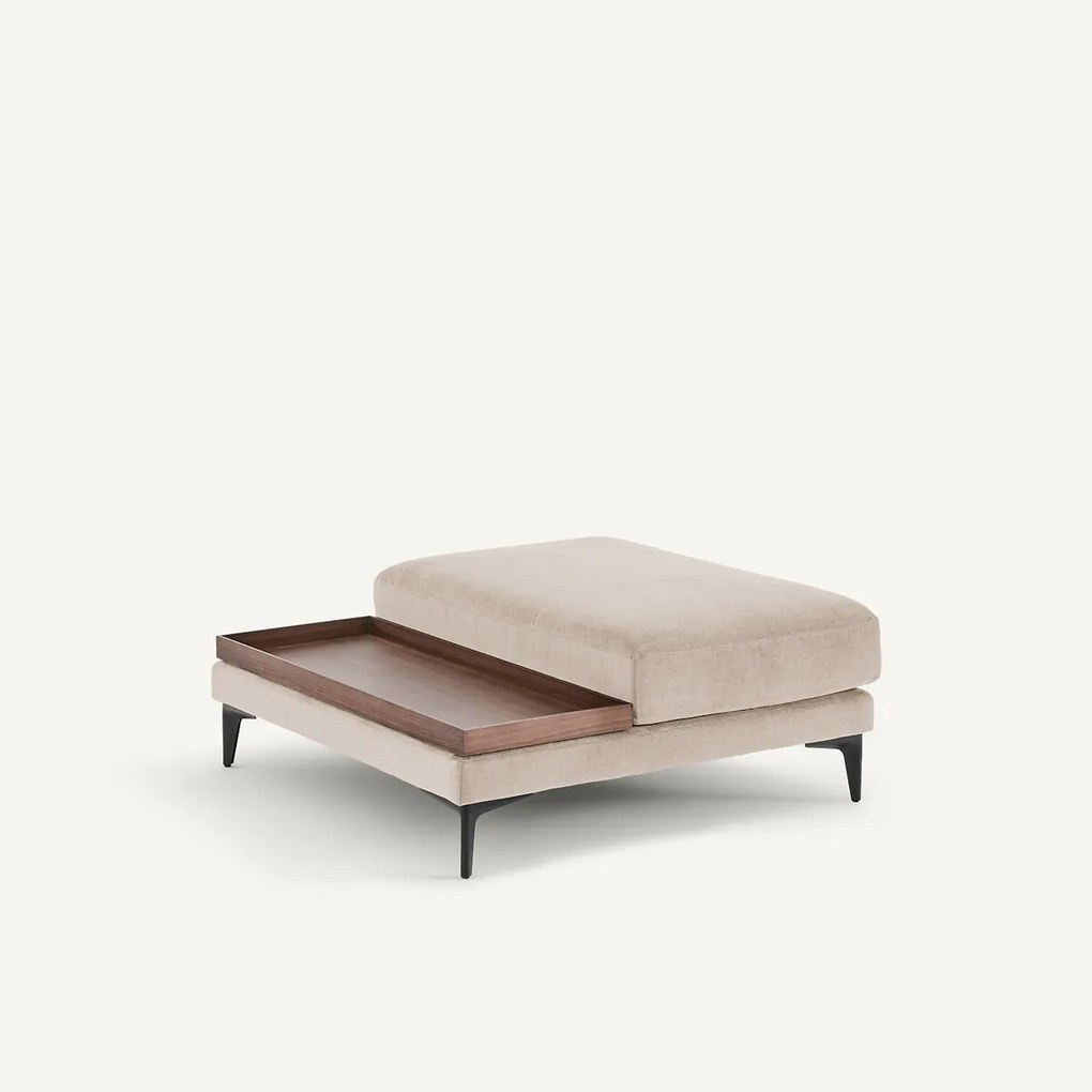 Voetensteun met dienblad, in stonewashed fluweel, MODERNISTE, ontwerp Emmanuel Gallina
