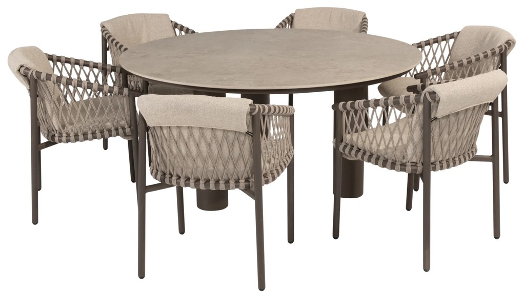 Arizona Allora dining tuinset 160 cm rond 7 delig ceramic terre 4 Seasons Outdoor
