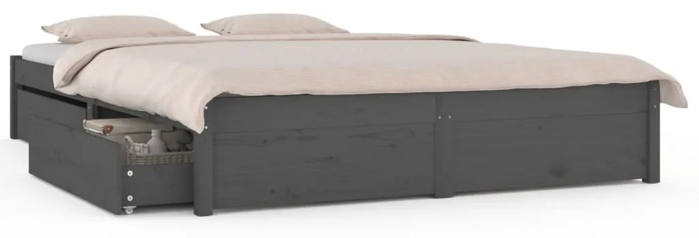 vidaXL Bedframe met lades grijs 150x200 cm 5FT King Size