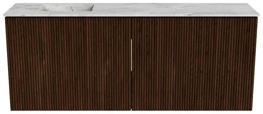 Mondiaz Joya DLux 100cm toiletmeubel walnut met wastafel faye links 1 kraangat glace