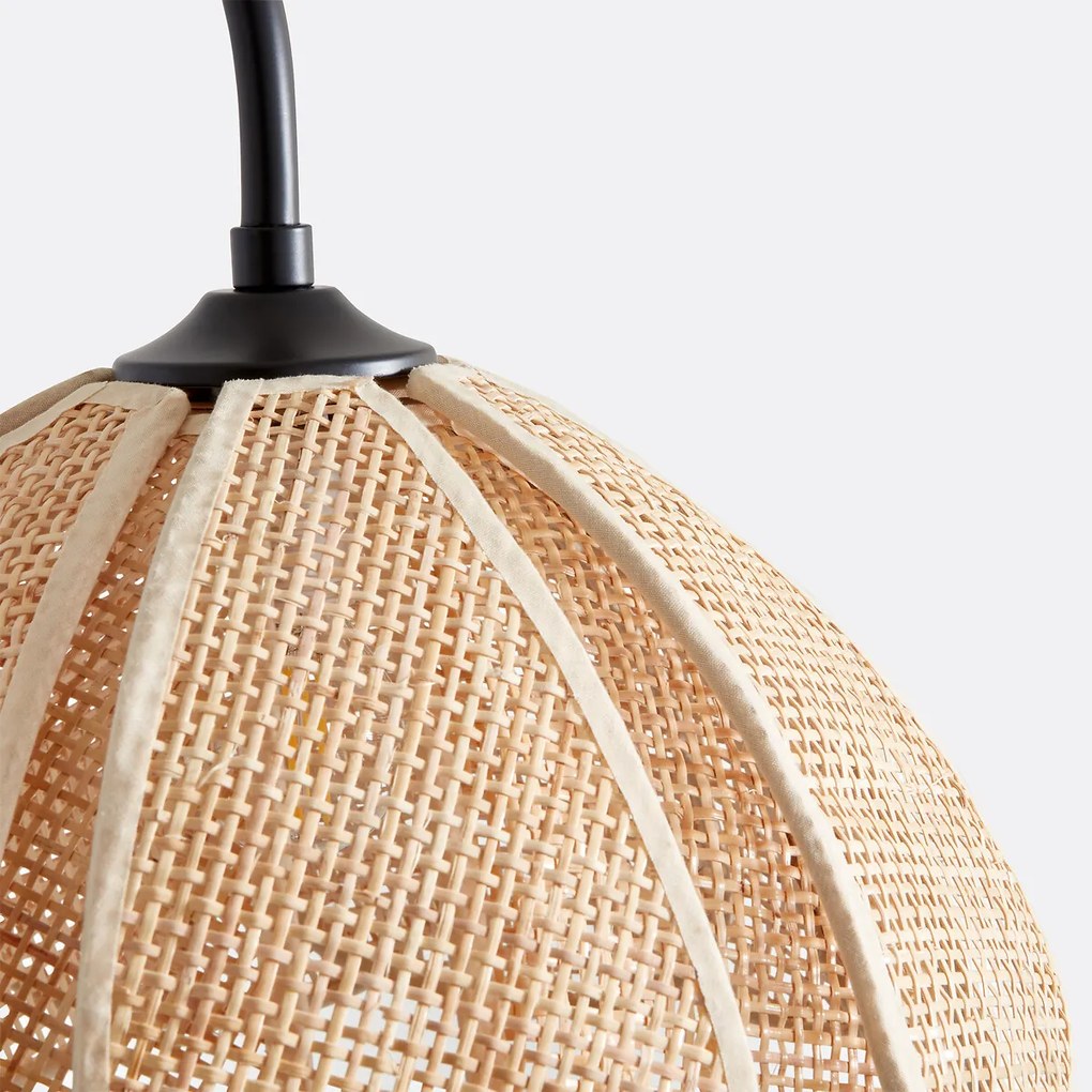 Bloemblad wandlamp in staal en rotan, Lola