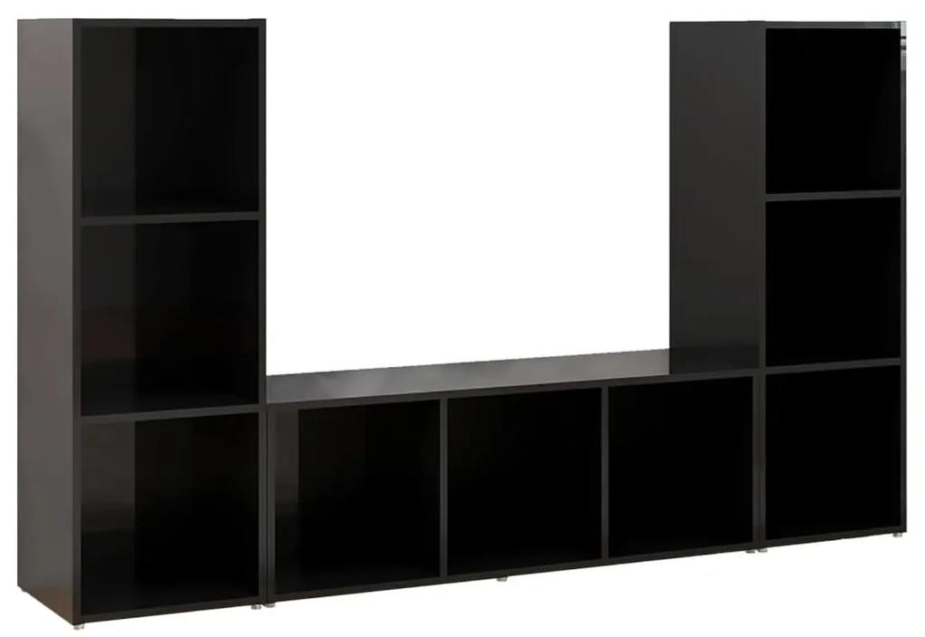 vidaXL Tv-meubelen 3 st 107x35x37 cm spaanplaat hoogglans zwart