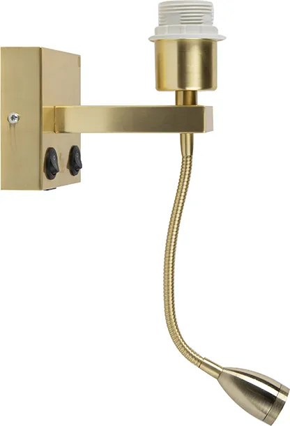 Art deco wandlamp goud met USB en flexarm - Brescia Combi