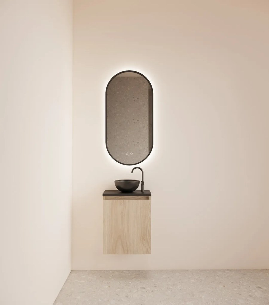 Gliss Design Echo toiletmeubel 40cm kastanje met toppaneel zwart mat
