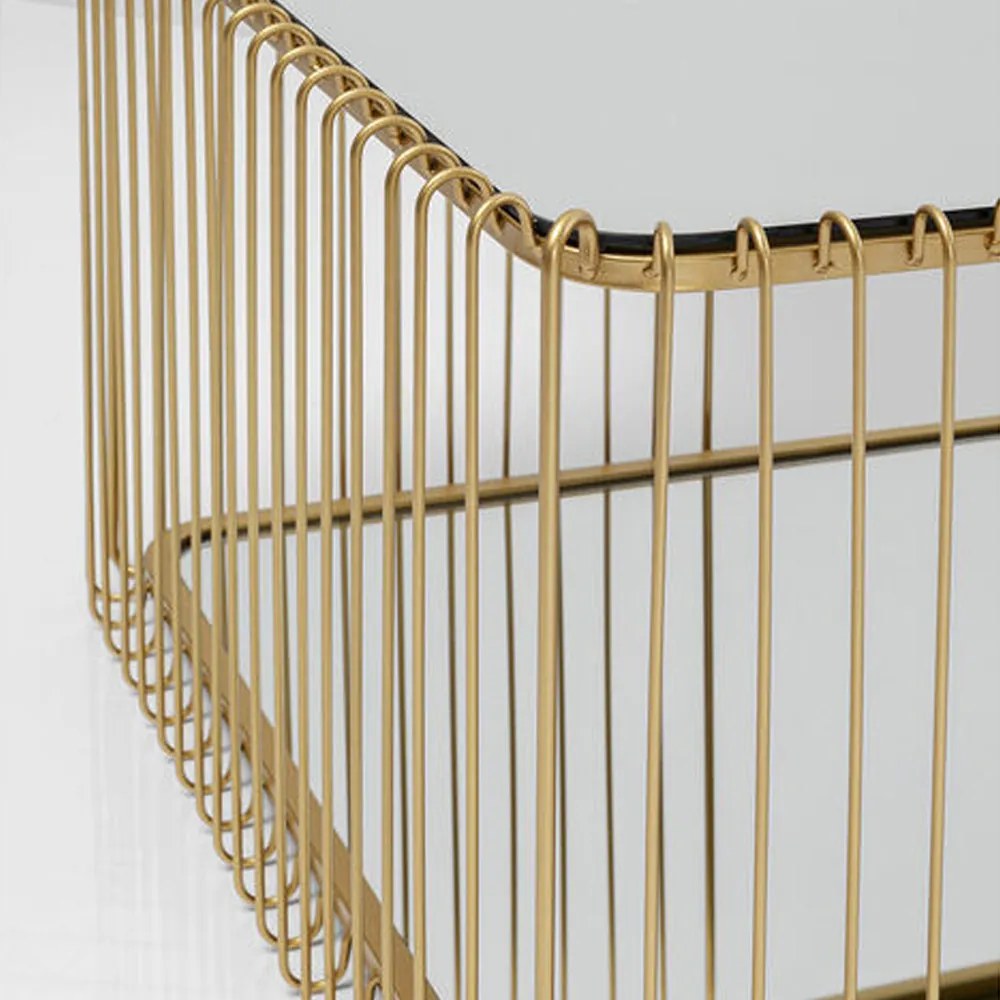 Kare Design Wire Double Rechthoekige Salontafel Goud Met Glasplaat - 119.5 X 60cm.