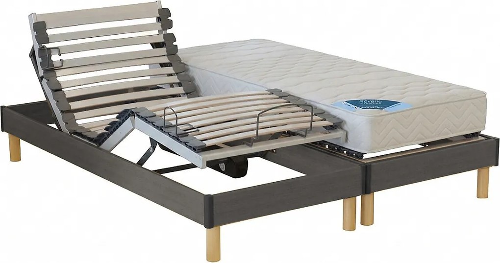 Elektrische bedset met houten lattenbodem, schuimmatras, stevige ondersteuning en poten