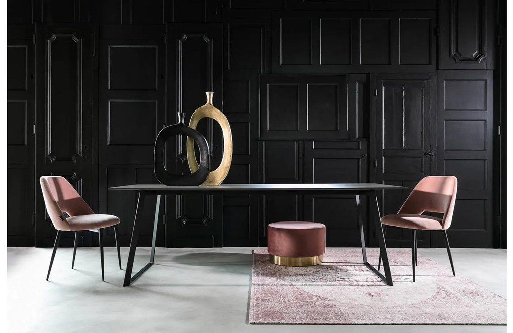Goossens Eetkamerstoel Emma roze microvezel leuning, elegant chic