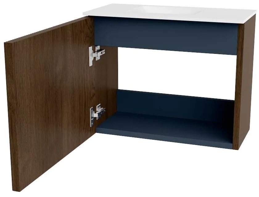 Mondiaz Joya 50cm toiletmeubel walnut met wastafel faye links zonder kraangat talc