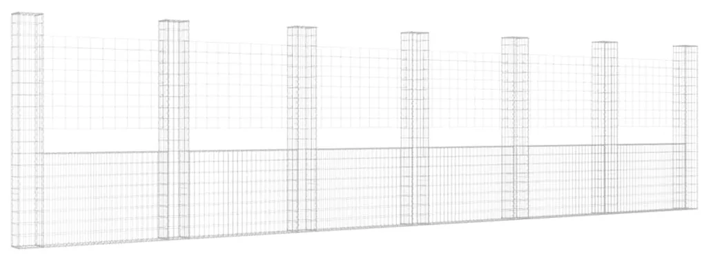 vidaXL Schanskorf U-vormig met 7 palen 740x20x200 cm ijzer