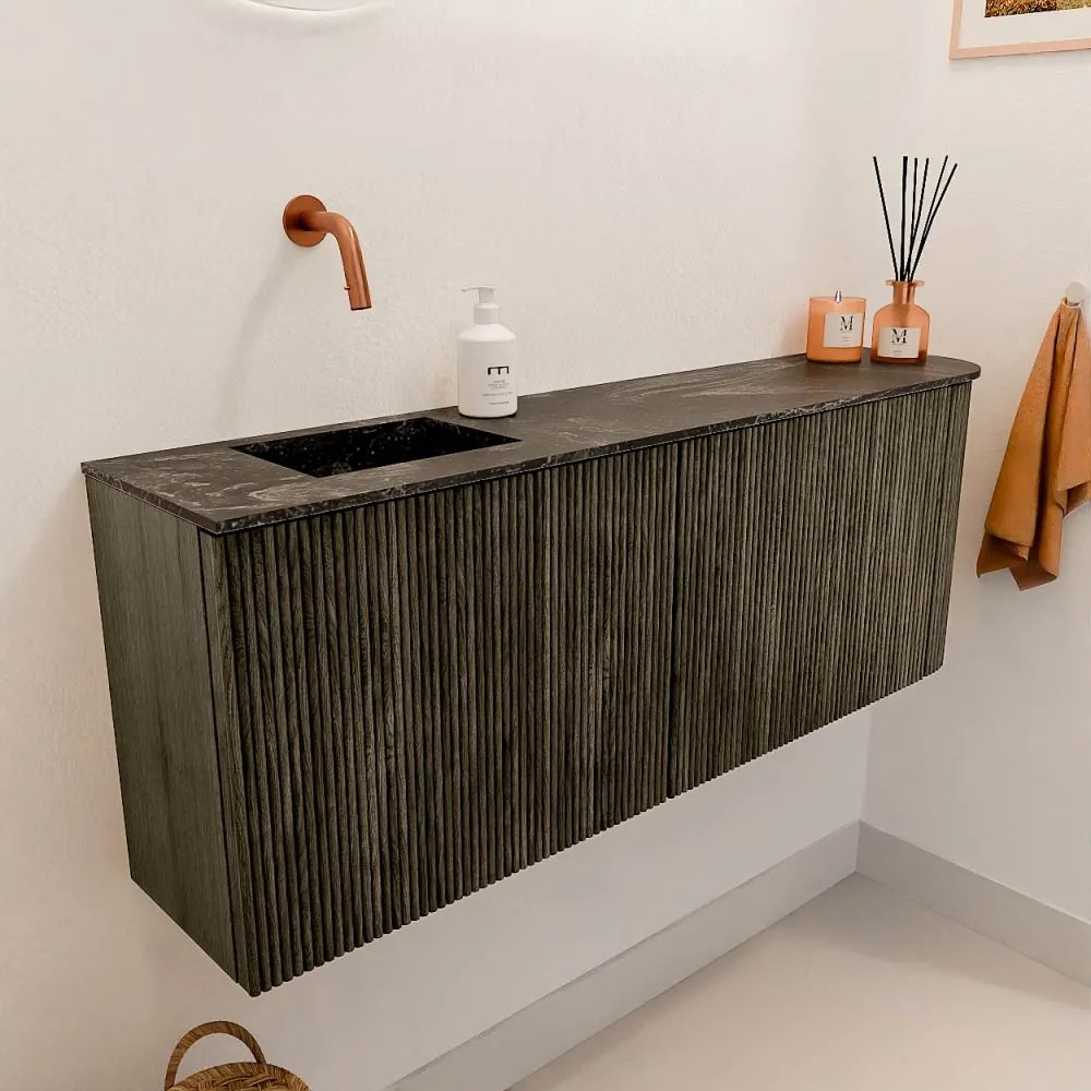 Mondiaz Joya DLux 110cm toiletmeubel ronding rechts shadow met wastafel faye links zonder kraangat lava
