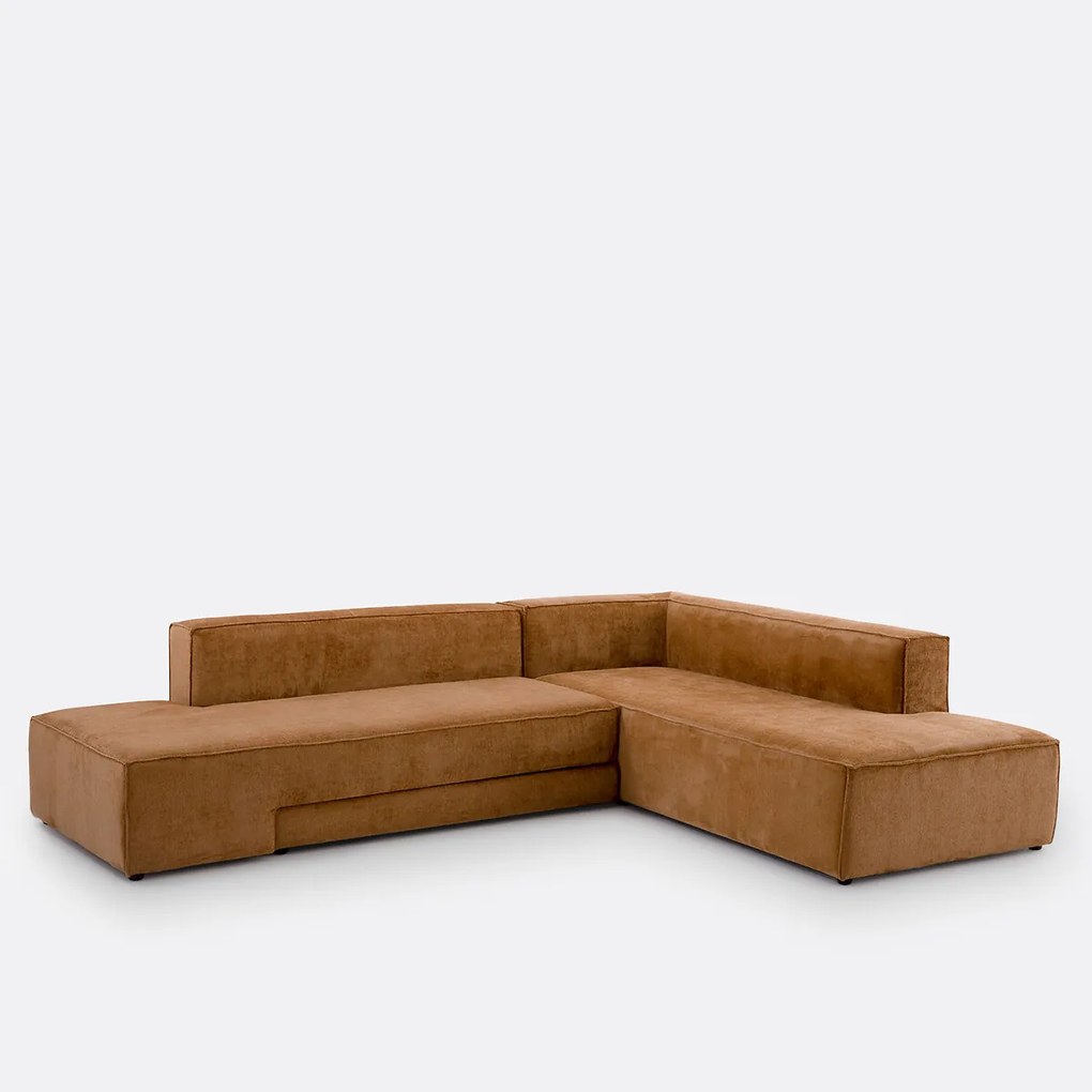 Hoekbank links of rechts, omvormbaar, fluweel met structuur, Ginosa