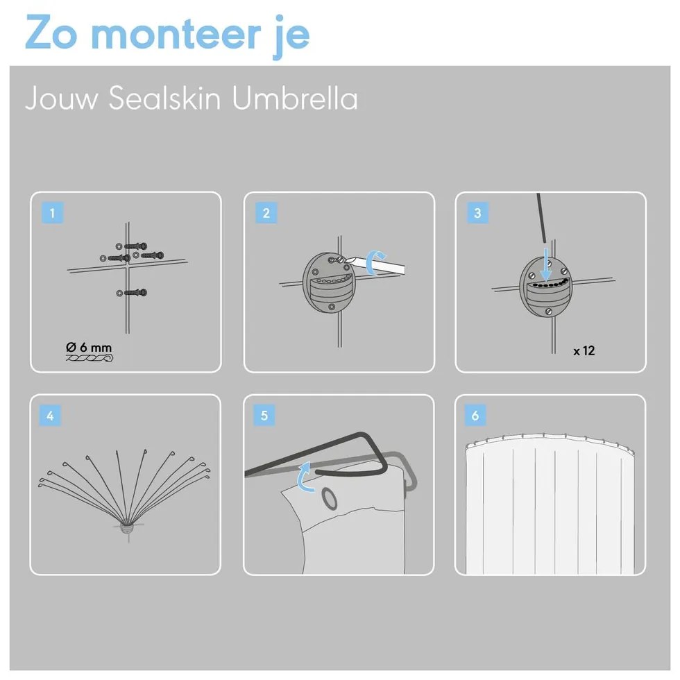Sealskin Umbrella douchegordijnophangsysteem 180 cm aluminium