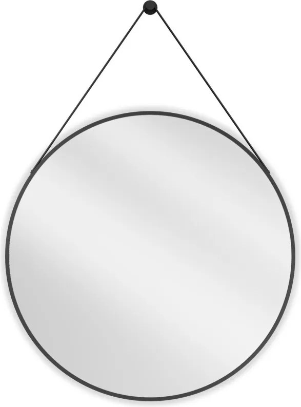 Mexen String ronde badkamerspiegel 80 cm, zwarte rand - 9854-080-080-000-70