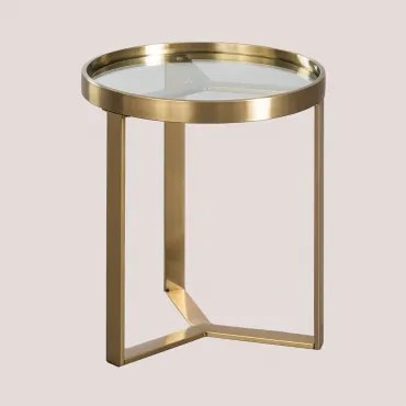 Bijzettafel In Glas En Staal (ø45 Cm) Amelia Mat Goud - Sklum