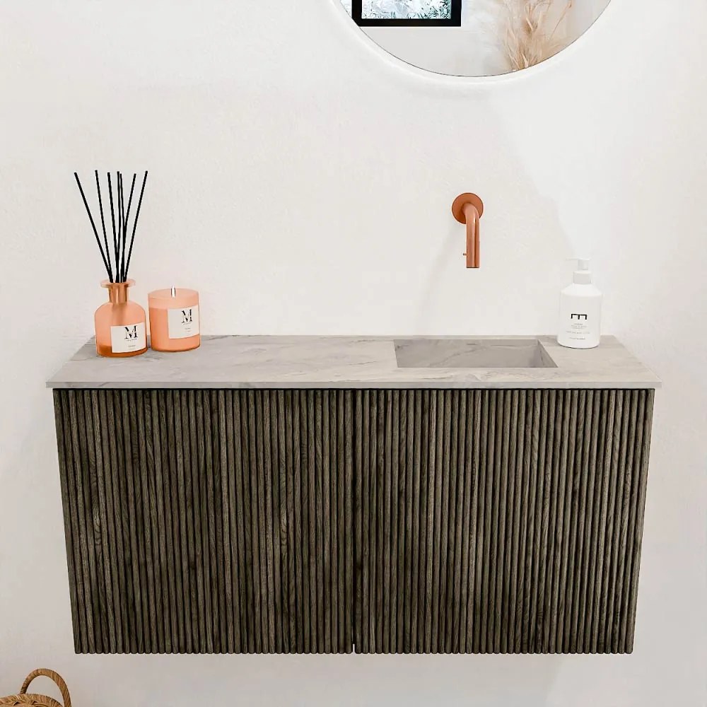 Mondiaz Joya DLux 80cm toiletmeubel shadow met wastafel faye rechts zonder kraangat glace