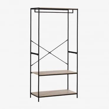 Open Kast Met Planken In Hout En Metaal Baxter Zwart – Natuurlijk Hout - Sklum