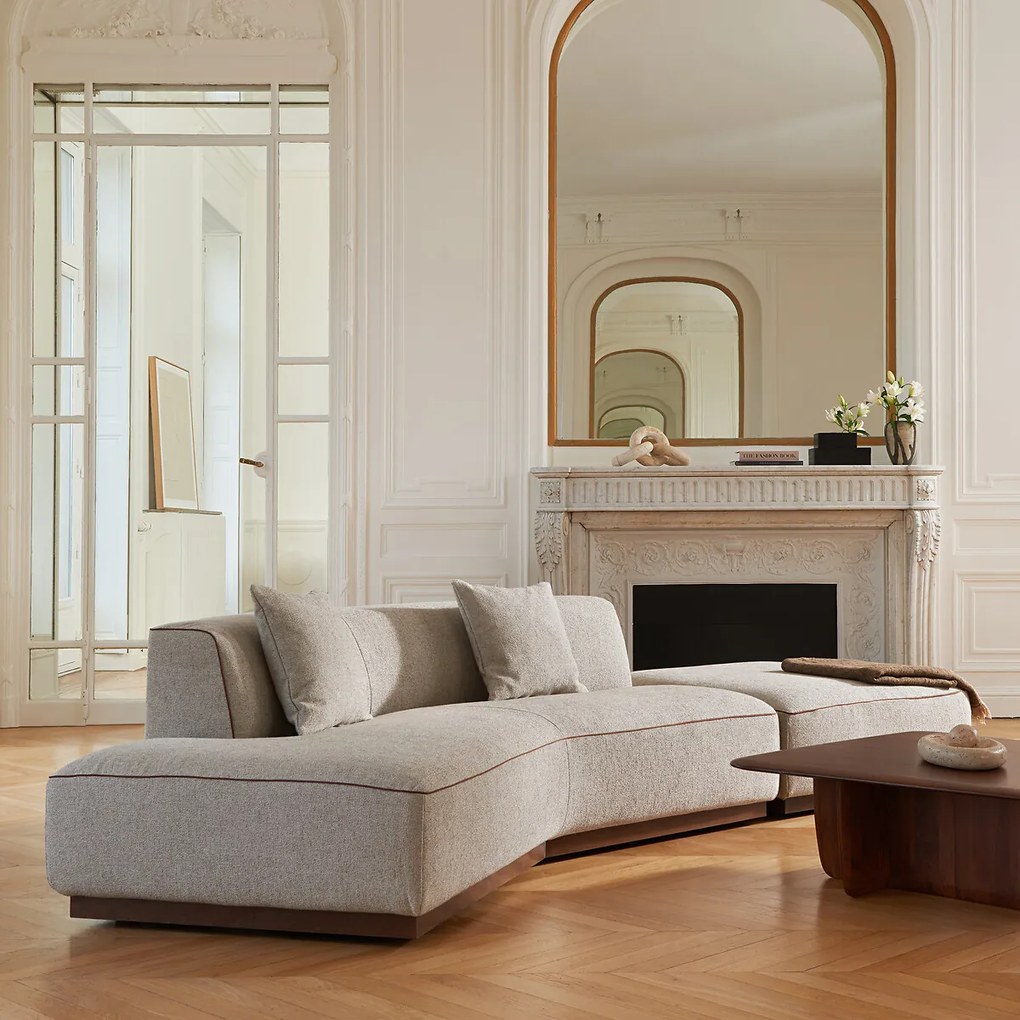 Linker halve bank in viscose en linnen met structuur, JACOPO