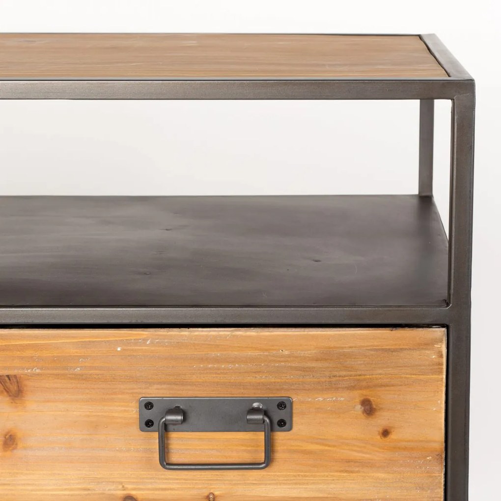 Ladenkast Metaal En Hout - 70x38x90cm.
