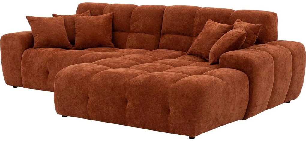 Goossens Excellent Bank Kubus - 40 X 40 Cm Stiksel rood, stof, 1,5-zits, modern design met chaise longue links